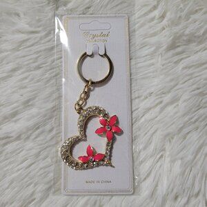 Crystal Collection Floral Heart Keychain